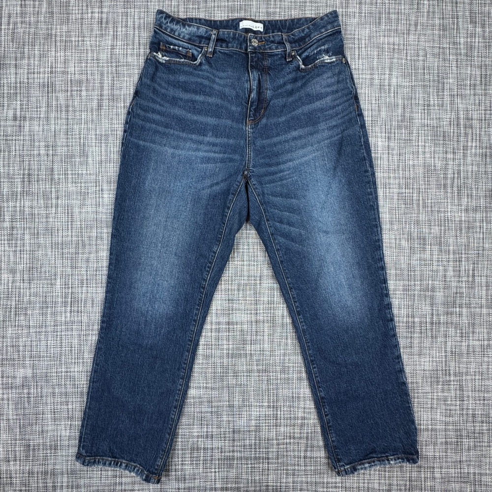 LOFT Womens The Curvy Straight Crop Jeans Blue Cotton Stretch Denim Size 28/6
